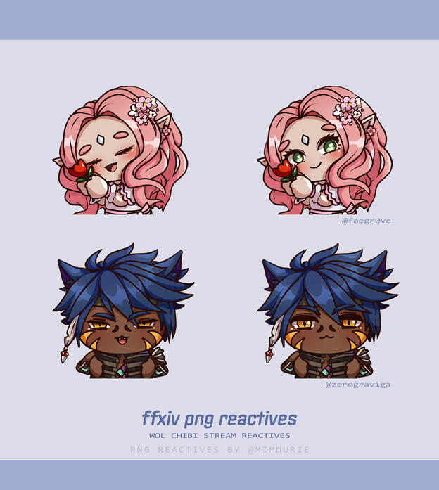 FFXIV WoL PNG reactives for streams (@faegr0ve &amp; @zerograviga).