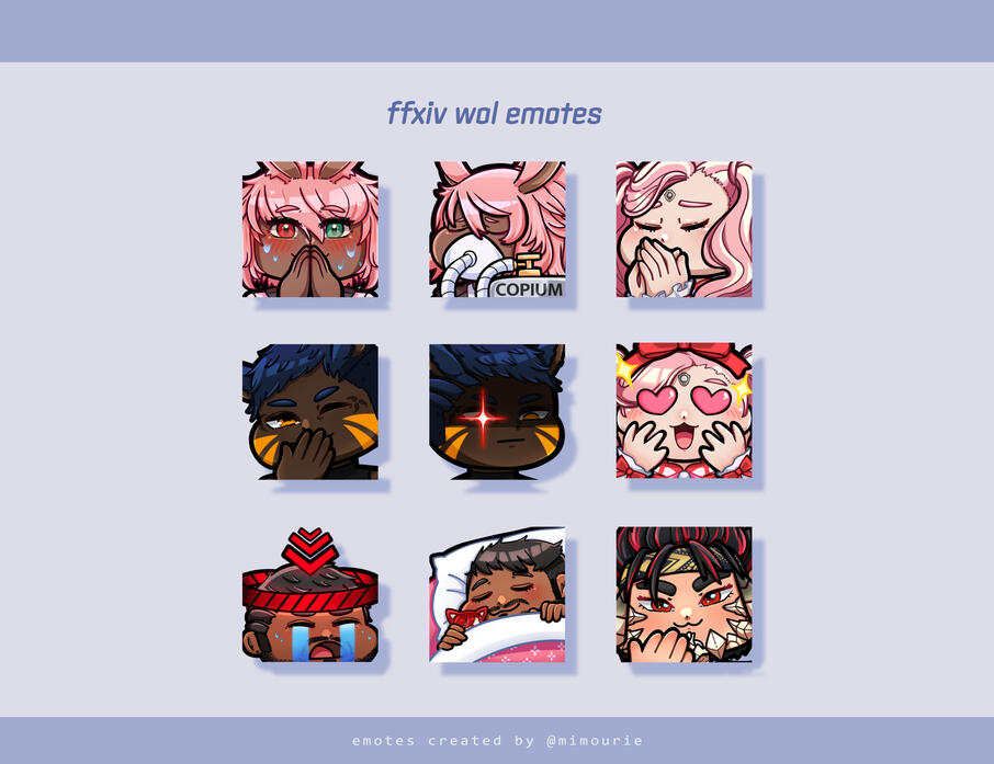 FFXIV WoL emotes for @sonnerys (x/twitter).