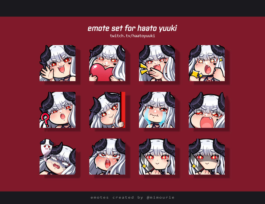 Twitch emotes for Haato Yuuki (twitch.tv/haatoyuuki).